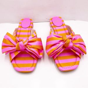 🆕{J. Crew} Abbie Striped Tie Silk Bow Sandals